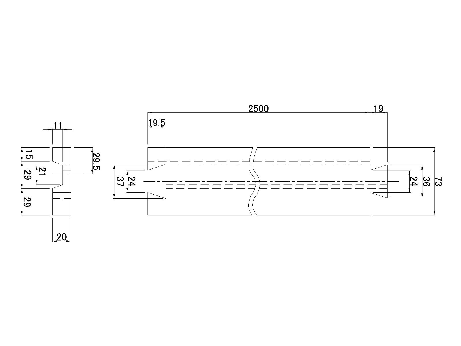 For high spacer large 20 × 73 × 2500mm