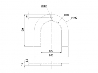ロープ通し アングル プレス製 三価メッキ