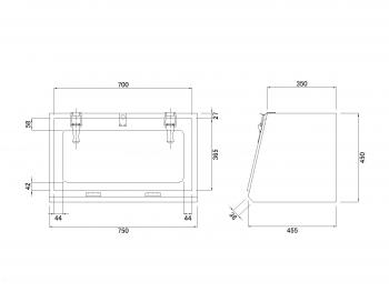 750 × 455 × 450mm的钢刀具箱黑漆