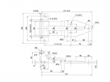 270度バン蝶番 2t、4t用 イカ型 L