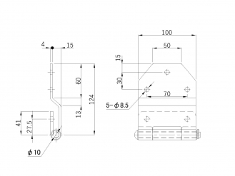 ステンレスブロック蝶番 リヤ φ10ピン L