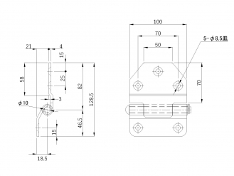 Stainless block hinge middle groove stepped side φ10 pin R