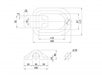 Ferry hook set 25 mm