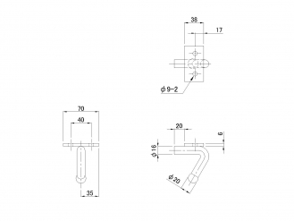 Rope hook with stainless steel seat 16mm