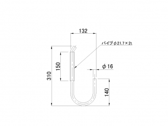 ステンレスワイヤー掛 回転式 丸型φ16mm 310×132mm