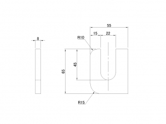 不锈钢倾斜接收器8×65 L = 55后R