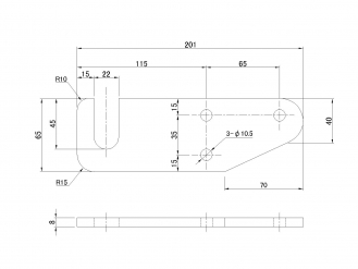 Stainless steel block bracket 8 x 65 flat R