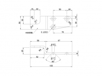接收不锈钢块 6 x 50 歌曲 25 毫米台阶带埋头孔 R