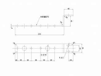 2 個不銹鋼標記支架的曲柄類型 # 400 L = 210