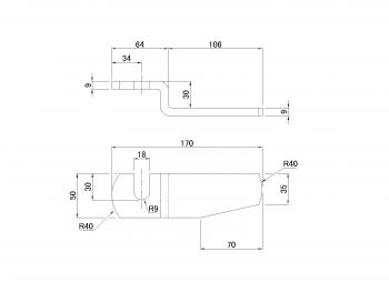 アオリ用受金 9×50曲 NB型 L 30mm段