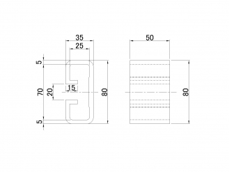 JB Aluminum Side Bumper Body Protection Rubber 70H L = 50