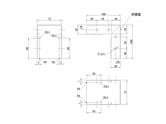 アウトリガー用 JBアルミサイドバンパー70H コーナー金具 A型