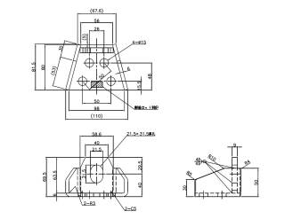 Non-slip bracket, facing type, 4-hole multi-purpose, P=50, black painted