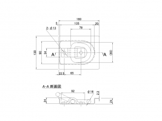 Floor hook, brim cutting type, 6mm pusher for large size, square type
