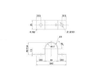 ステンレスサイドバンパー固定金具 パイプφ34(平面用)