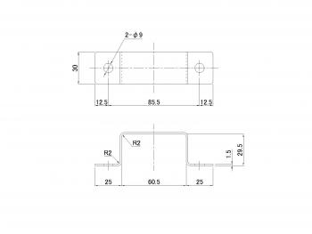 ステンレスサイドバンパー固定金具 角パイプ60×30mm用