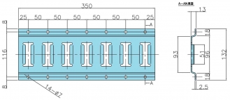 ステンレスラッシングレール L=350mm(穴付) NSSC180 ラッシングステップ用
