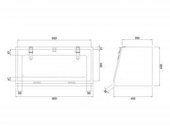 鉄製工具箱 900×455×450mm 黒塗装