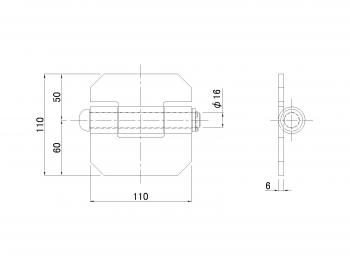Stainless dump hinge large for the round pin R