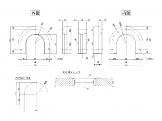 ウロコ 馬蹄型ロープ通し枠 ブロック段無用 t38用 表ウロコ／裏バイブレーション