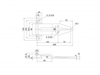 ステンレス180度サイド蝶番 SS20型 L