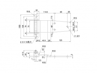 不锈钢270度厢式车门铰链，用于后部小R