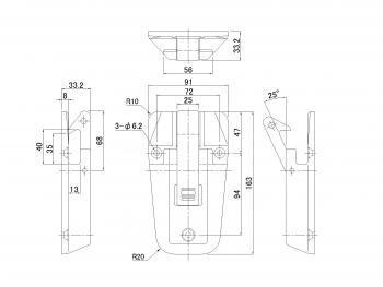 ハンドルロック 2002 鍵無し シルバー(H=33.2mm)