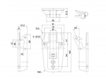 Steering wheel lock 2003 with key Silver (H = 37.2mm)
