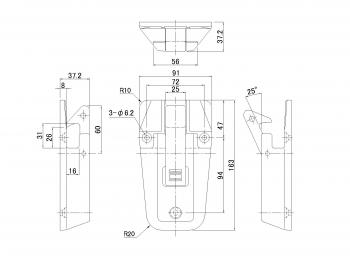 ハンドルロック 2004 鍵無し シルバー(H=37.2mm)