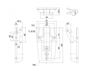 ステンレスハンドルロック 2201 鍵付き (H=33.2mm)