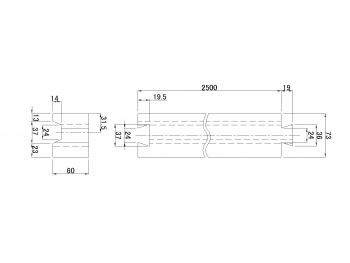 60 for high spacer large × 73 × 2500mm