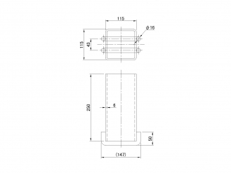 Stunsion guide main body 100 × 100 × 250 mm for wood transportation