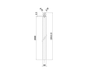 支柱主绳支架 2.3 x 50 x 50 x 2000mm，带不锈钢吊环螺栓