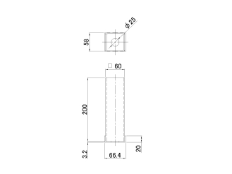 スタンションガイド本体 親綱支柱用 3.2×50×50×200mm