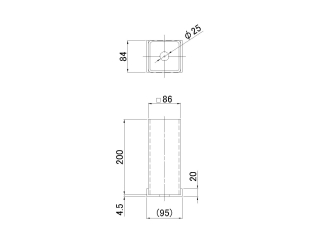 主绳支撑支柱导向体 4.5 x 75 x 75 x 200 mm